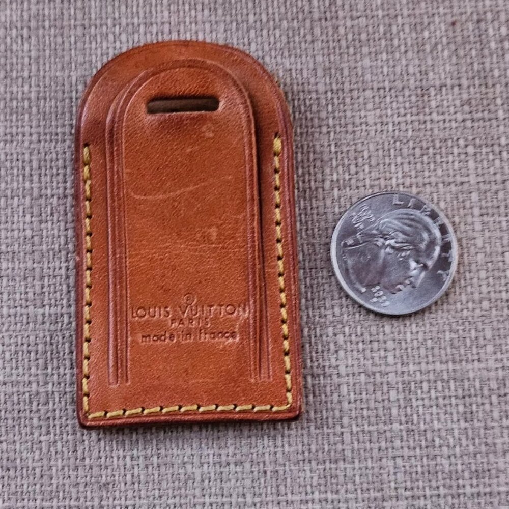 Louis Vuitton Name Tag Tan Genuine Leather Luggage Tag Made in France - Picture 6 of 10